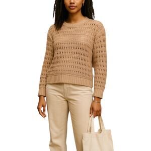 Sablyn Size L Mariella Open Knit Pullover Sweater Beach Coastal‎ Cashmere Summer